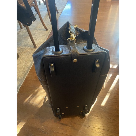 New BROOKS BROTHERS Pebbled Brown Leather Travel Luggage Weekend Bag w/ Lock&key - Picture 14 of 16